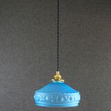 Old pendant lamp in blue translucent glass - circa 1930 - delivered with