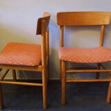 Pair of Borge Mogensen J39 Shaker chairs in solid elm-wood, 1950s