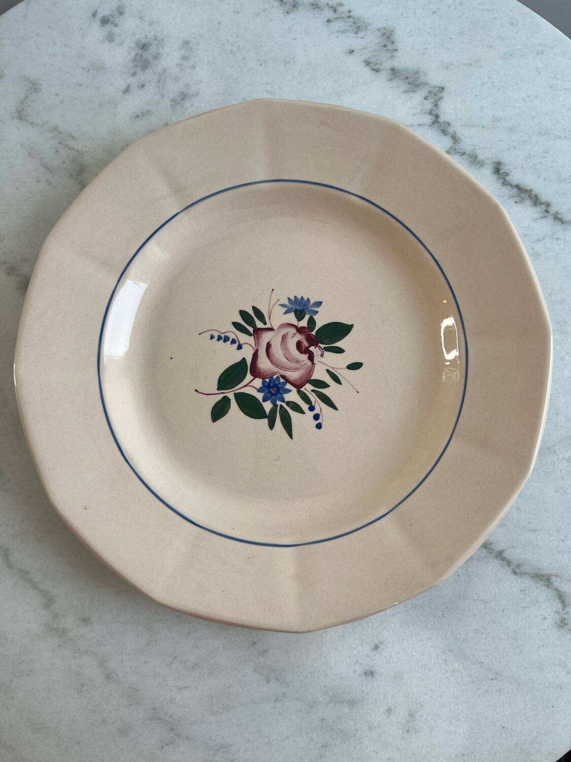 Large Sarreguemines Digoin Flower hand-painted dish