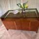 Mid-century Gio Ponti desk / Italian desk with a wooden and glass top
