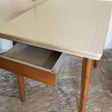 Kitchen table 1960's with extensions, formica and base wood compass