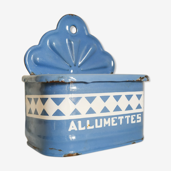 Boîte à allumettes bleu - boîte ancienne tôle émaillée bleu