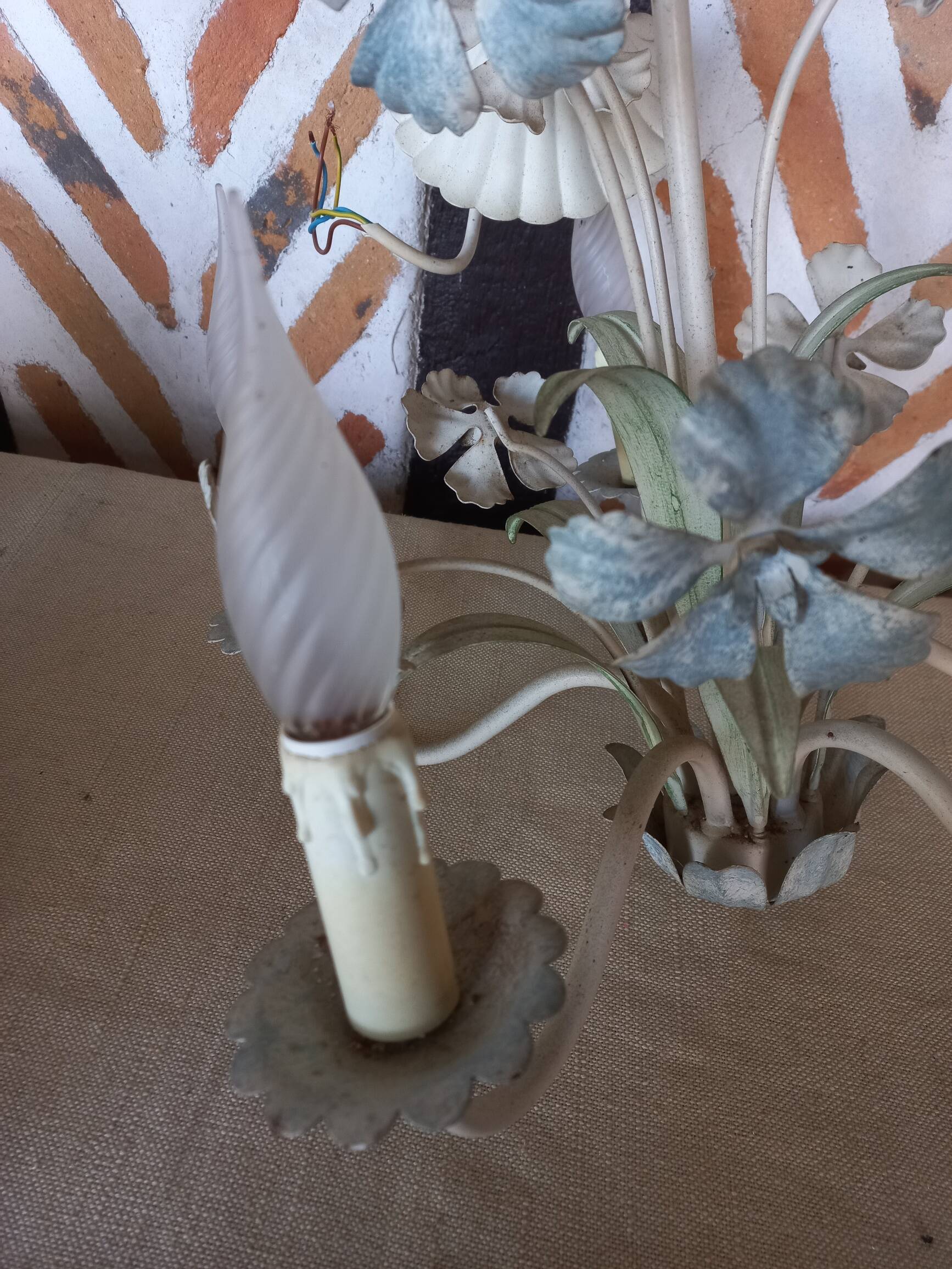 Polychrome metal flower chandelier