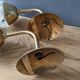 Old pair of vintage wall lamps gold metal and glass