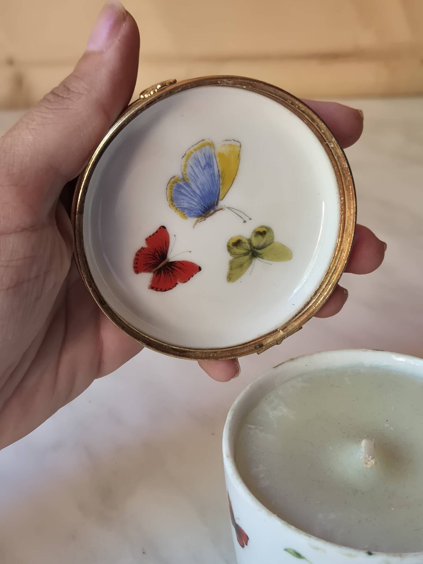 Vintage Raynaud Limoges Porcelain Box with Birds & Floral Decoration