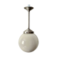 White opaline globe suspension on stem and aluminum metal structure