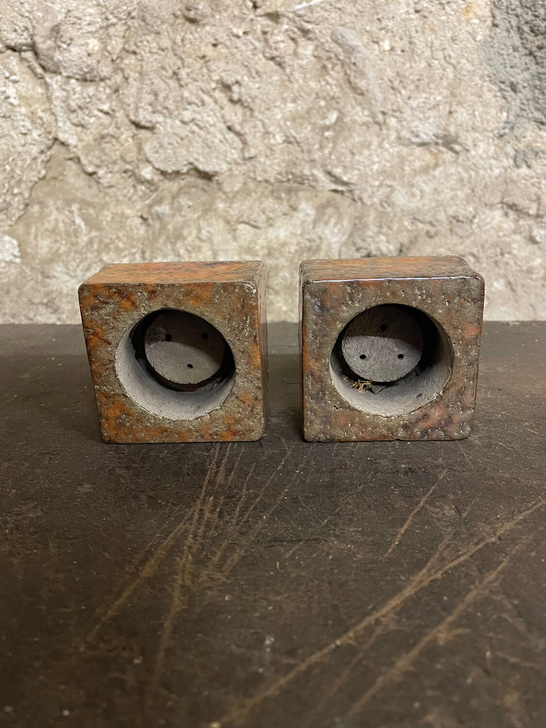 Pair of vintage candlesticks by spadaro – glazed ceramic