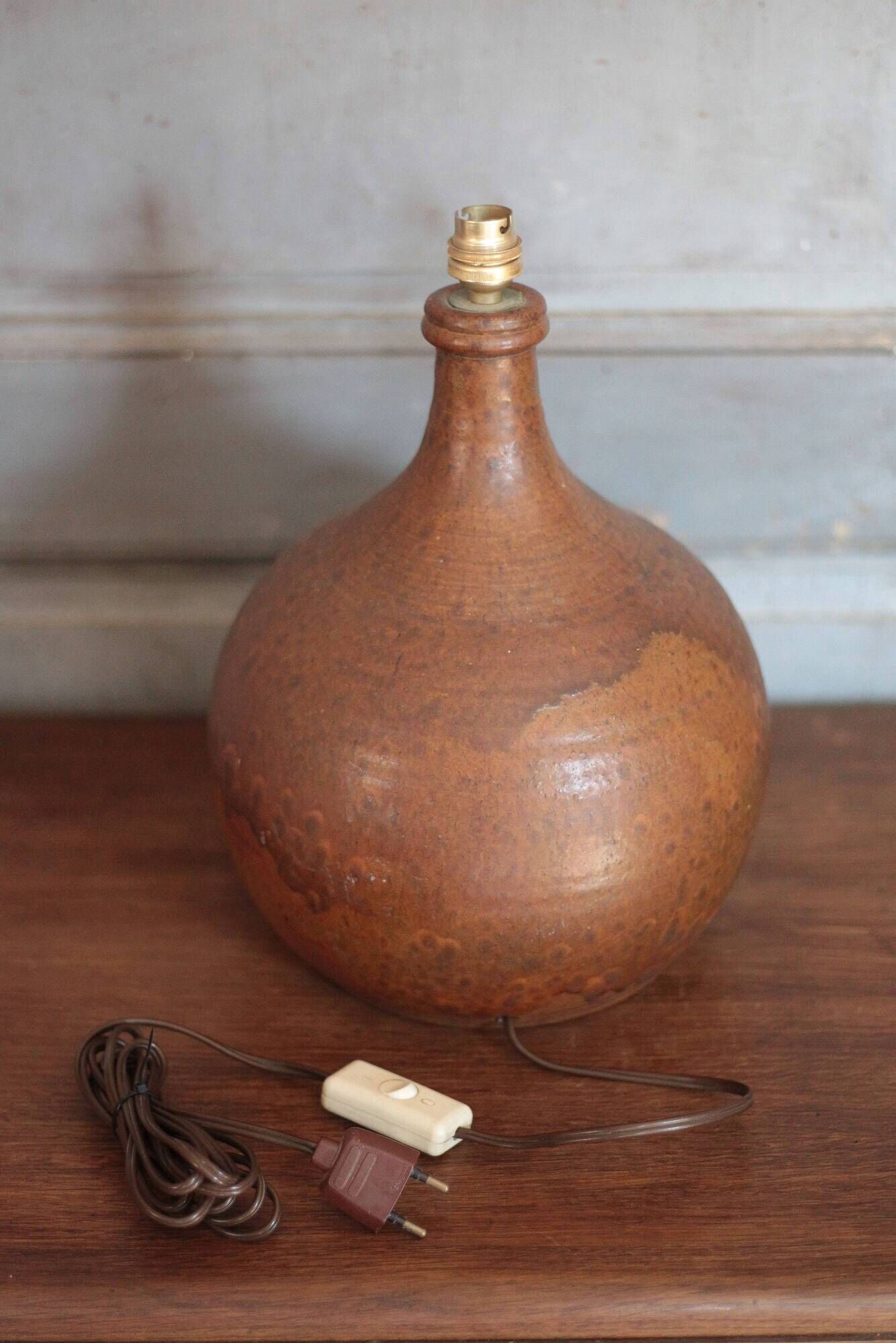 Vintage terracotta lamp, vintage lamp base, living room lamp, brown lamp