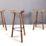 Mid century brutalist bar stools - set of 3, 1960s