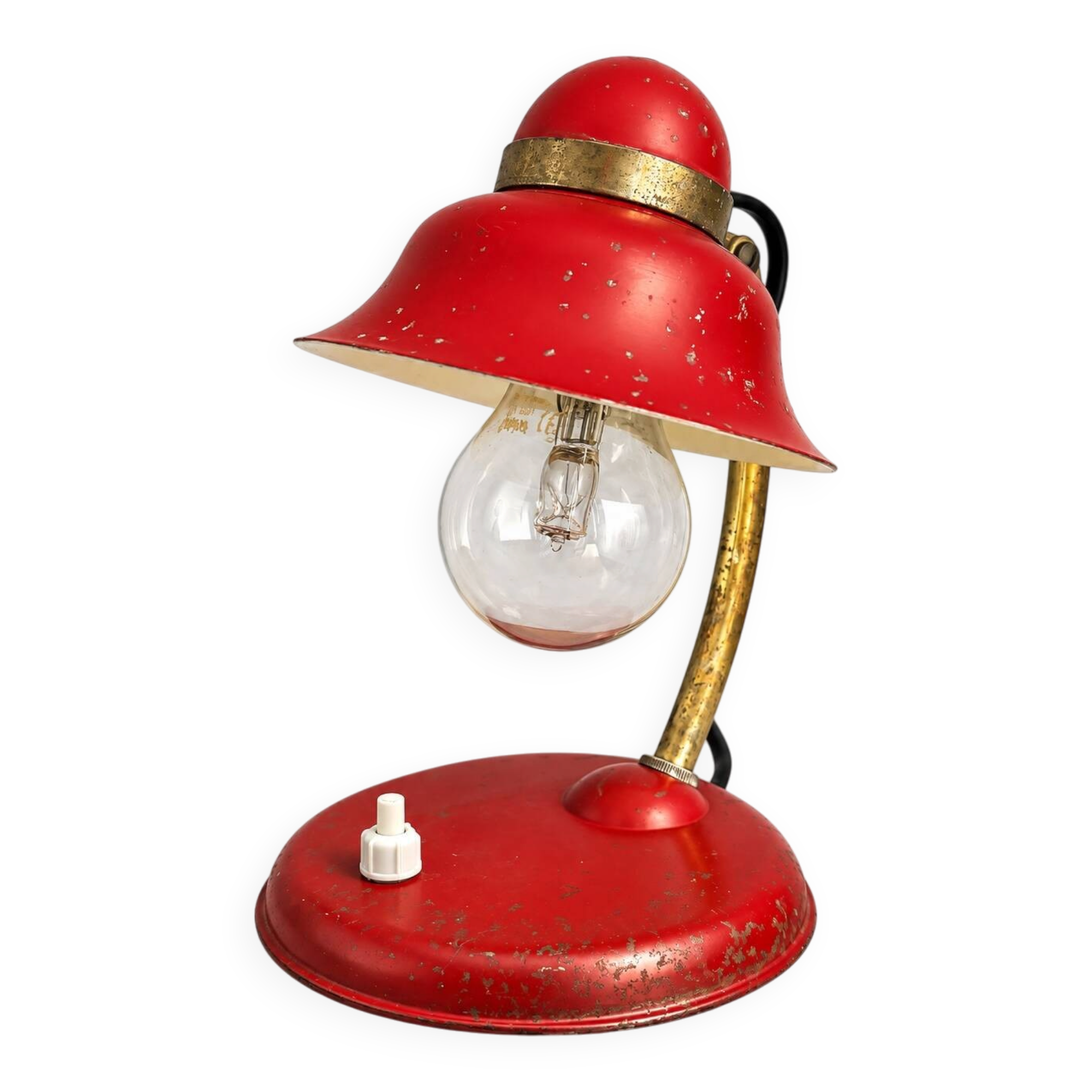 Vintage desk lamp from the 50s/60s in red & brass.