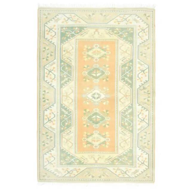 Vintage Turkish Oushak Handmade Wool Cotton Beige Area Rug 162x242