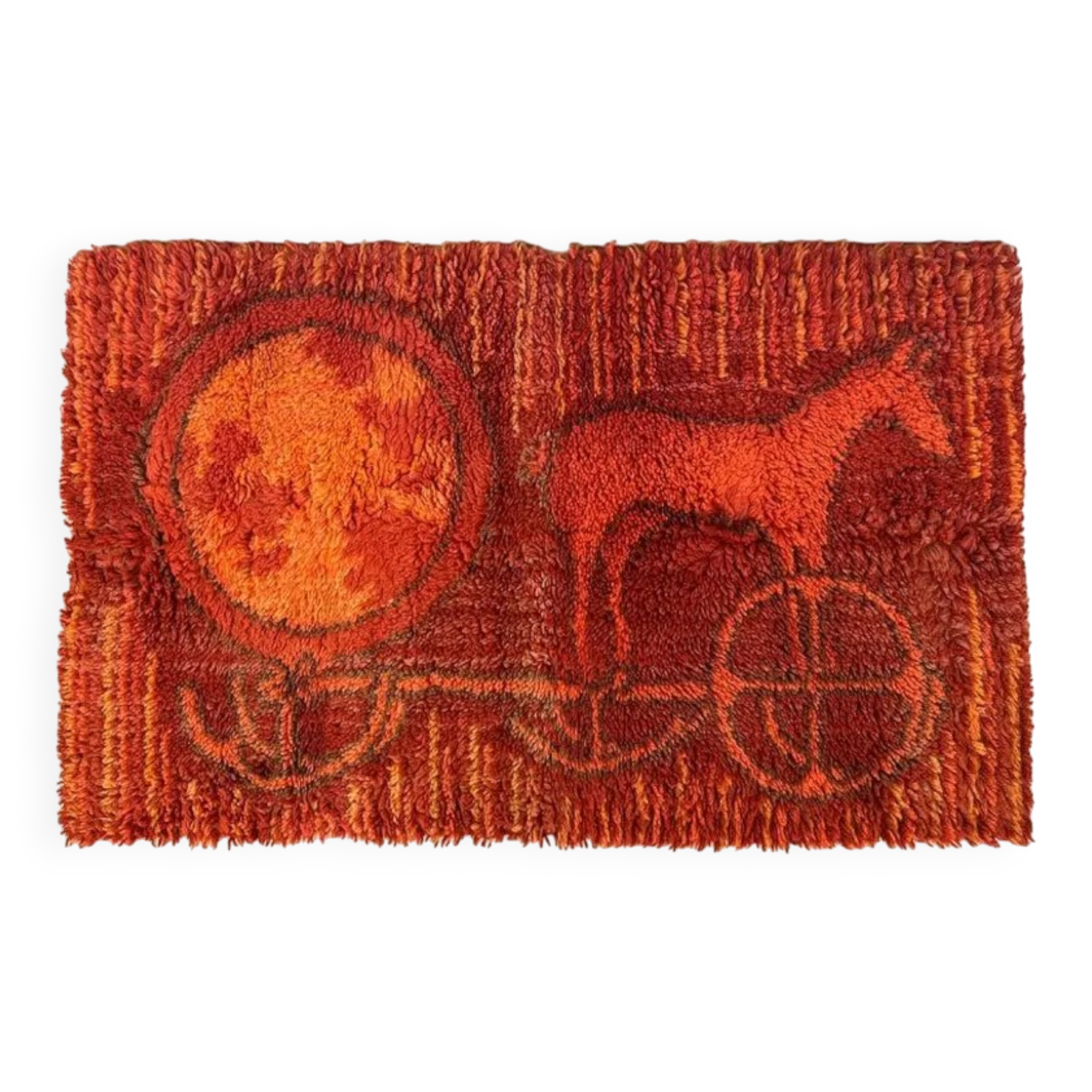 Midcentury Small Wool Ege Rya Carpet / Rug, Denmark, 1960s