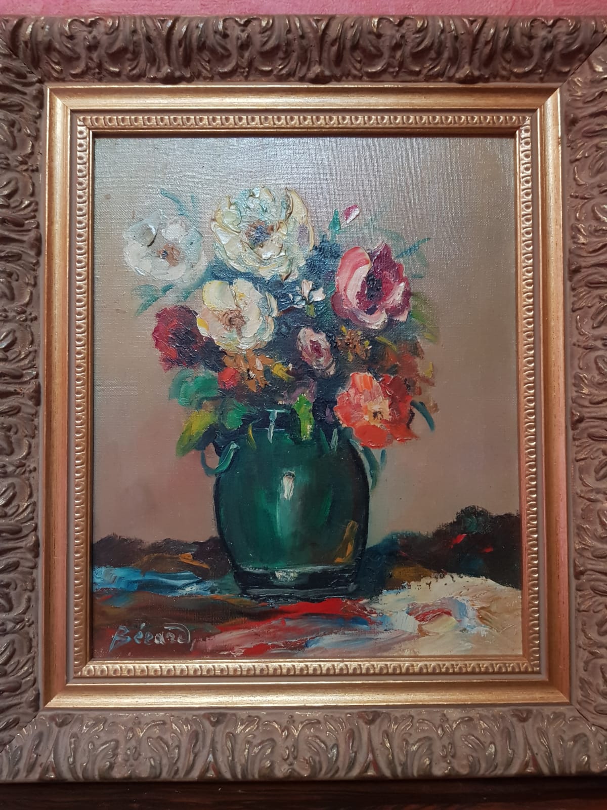 Old painting bezard bouquet of flowers