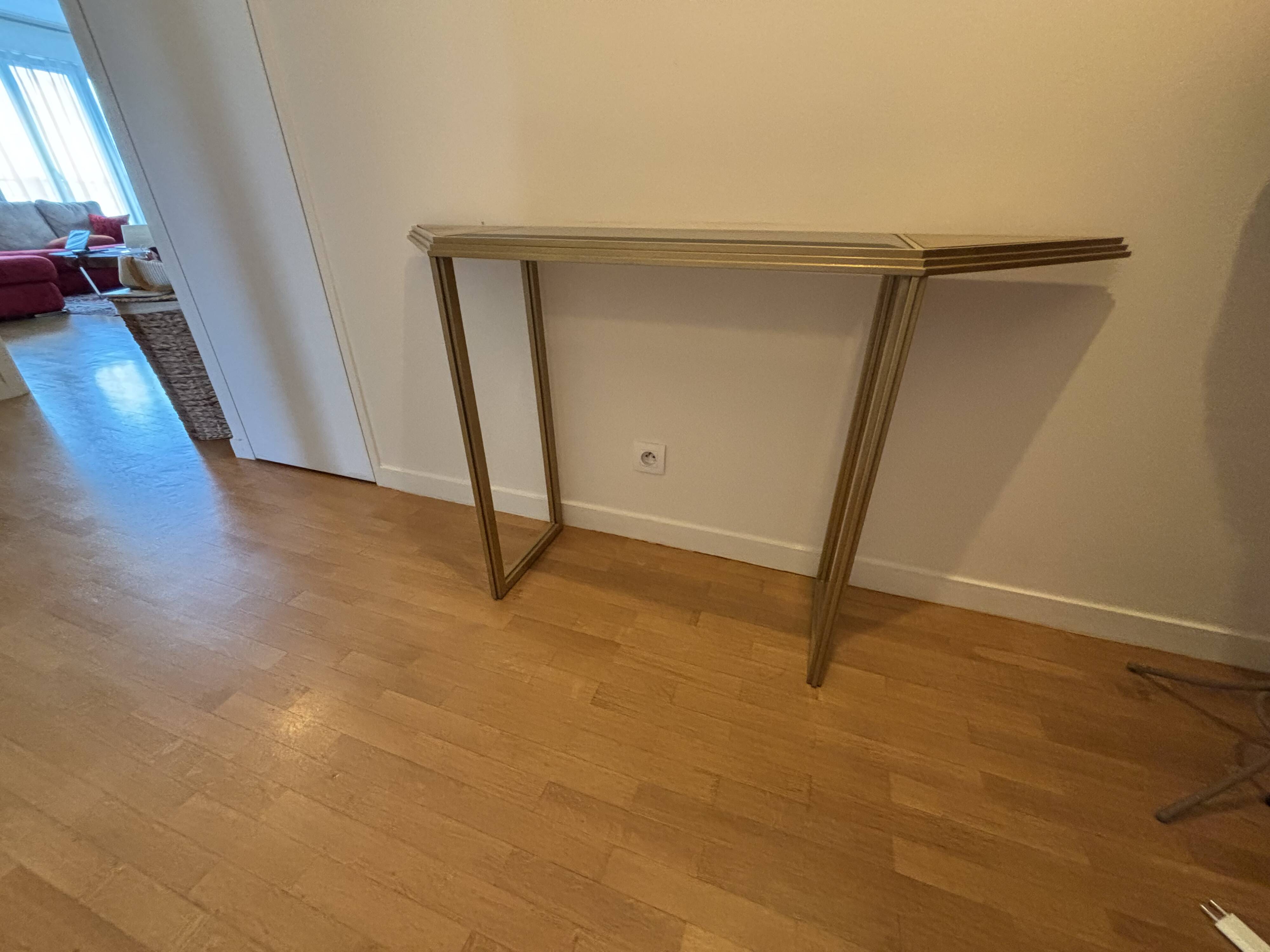 Brass and smoked glass console table by Italchrome, Italy, 1970s