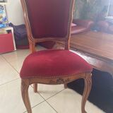 superb set of (8/10) Louis XV chairs in solid cherry with burgundy velvet