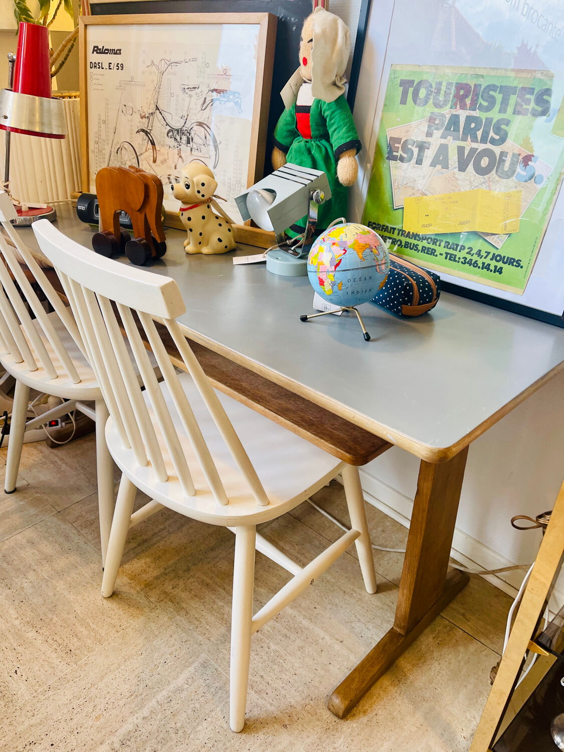 Casala grey desk – 1970s modernist design