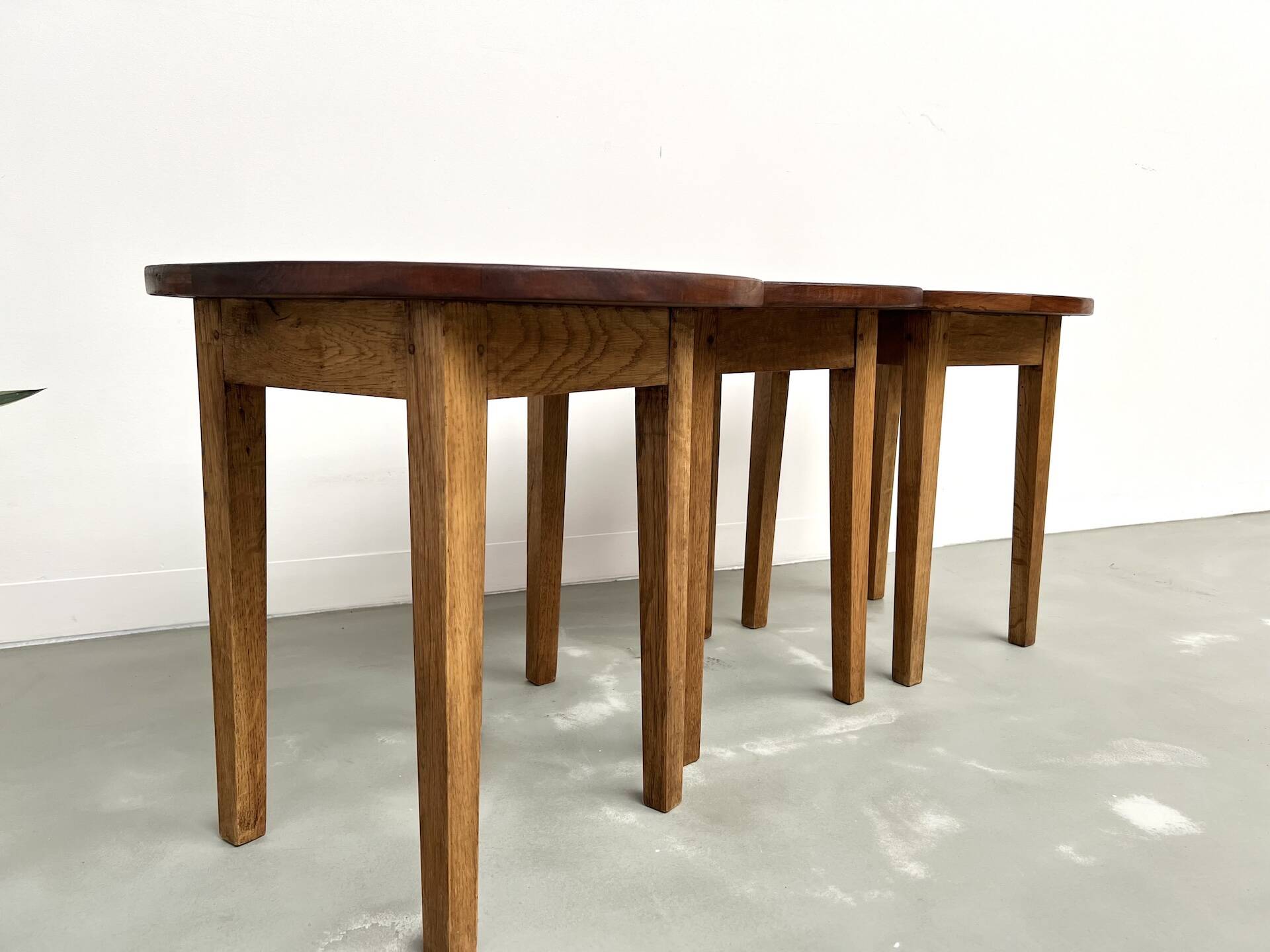 Set of 3 half-moon coffee tables, Denmark, 1960s