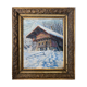 HSP painting "winter landscape - snowy chalet" signed G. Cibiale + frame