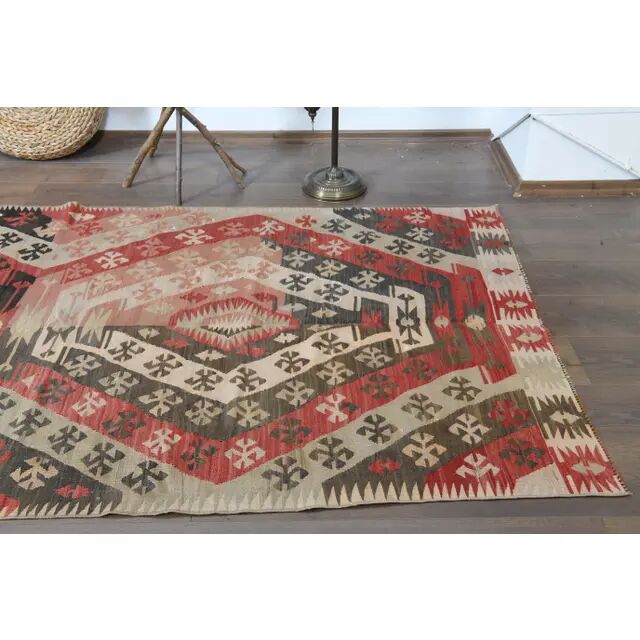 1970s Turkish Oushak Handmade Wool Cotton Red Kilim Runner Rug 130x400
