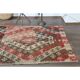 1970s Turkish Oushak Handmade Wool Cotton Red Kilim Runner Rug 130x400