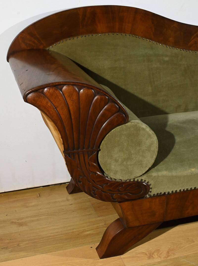 Mahogany Burl Sofa, Biedermeier Style – Late 19th Century