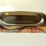 Serving plate and serving bowl, made in stainless steel, Vintage from the 1970s