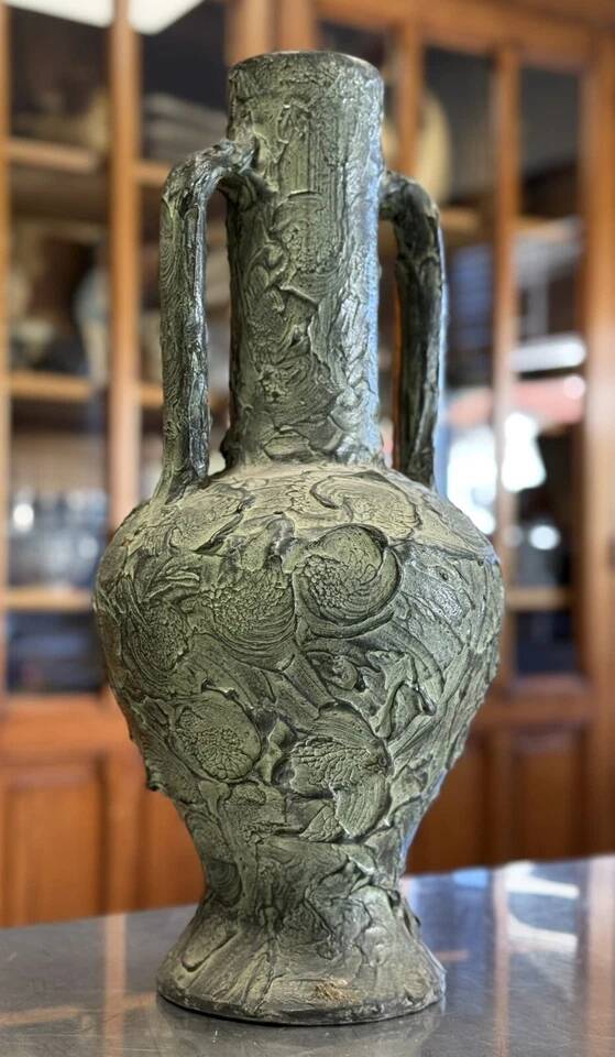 Patinated terracotta vase from the first half of the 20th century