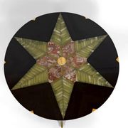 Exceptional coffee table in bronze and marble marquetry, c. 1960
