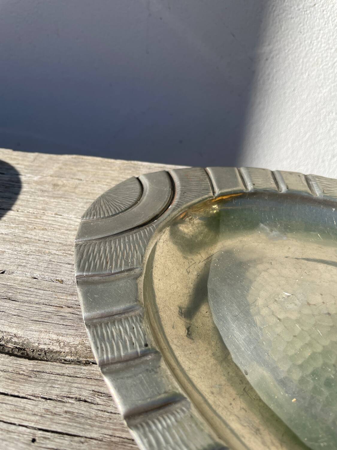 Pewter dish 1900 signed Alice and Eugène Chanal