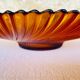 Vintage wavy amber glass fruit bowl, 1970s