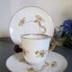 5 X Antique Limoges Porcelain Coffee Cups pairs Gold Ribbon Handle, 1890s
