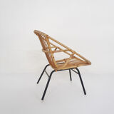 Rohe Noordwolde rattan and metal lounge chair, The Netherlands 1950's