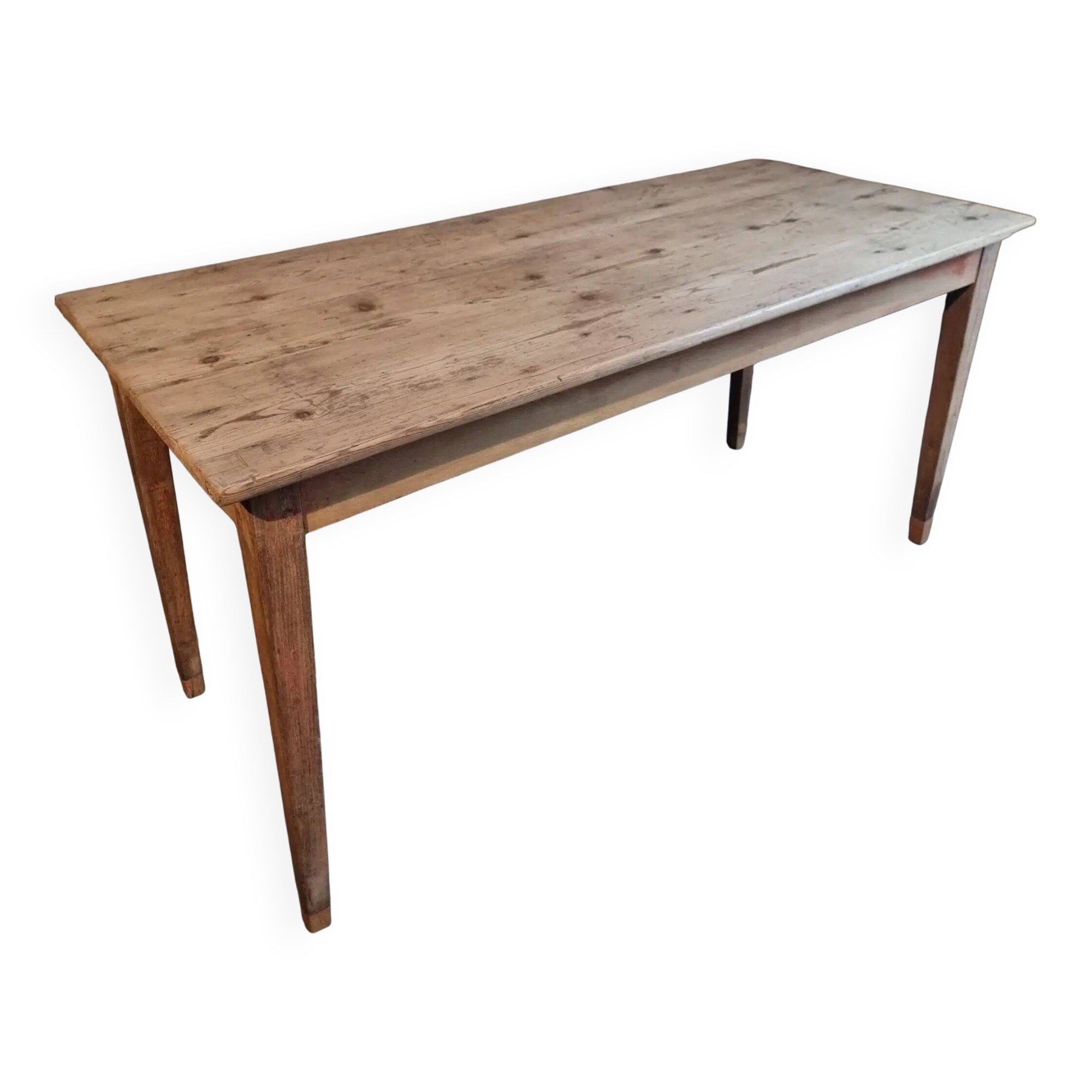 Farm table in solid oak, beech, and pine, early 20th century.