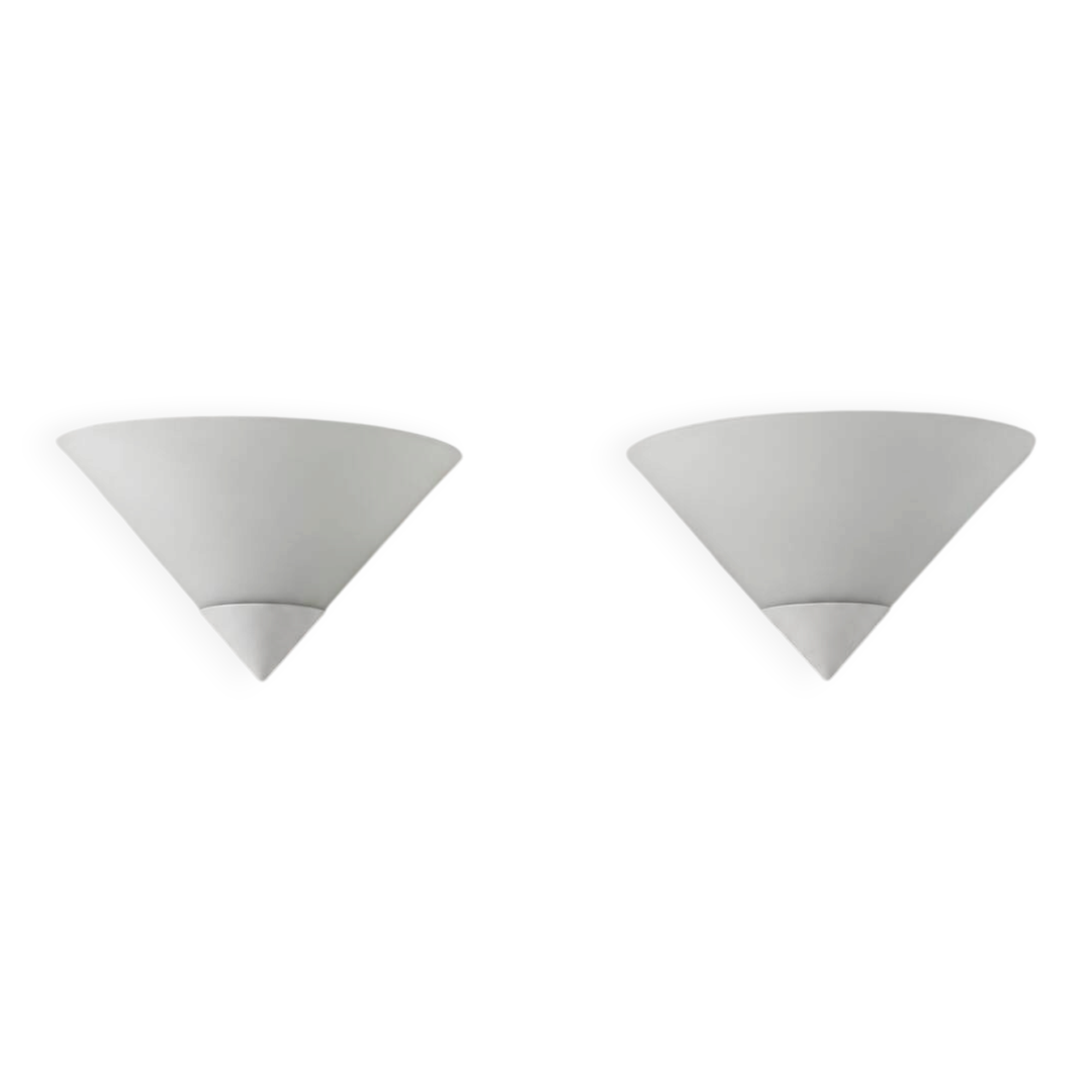 Pair of vintage wall lights in glass and white lacquered metal, Limburg, Germany 70s