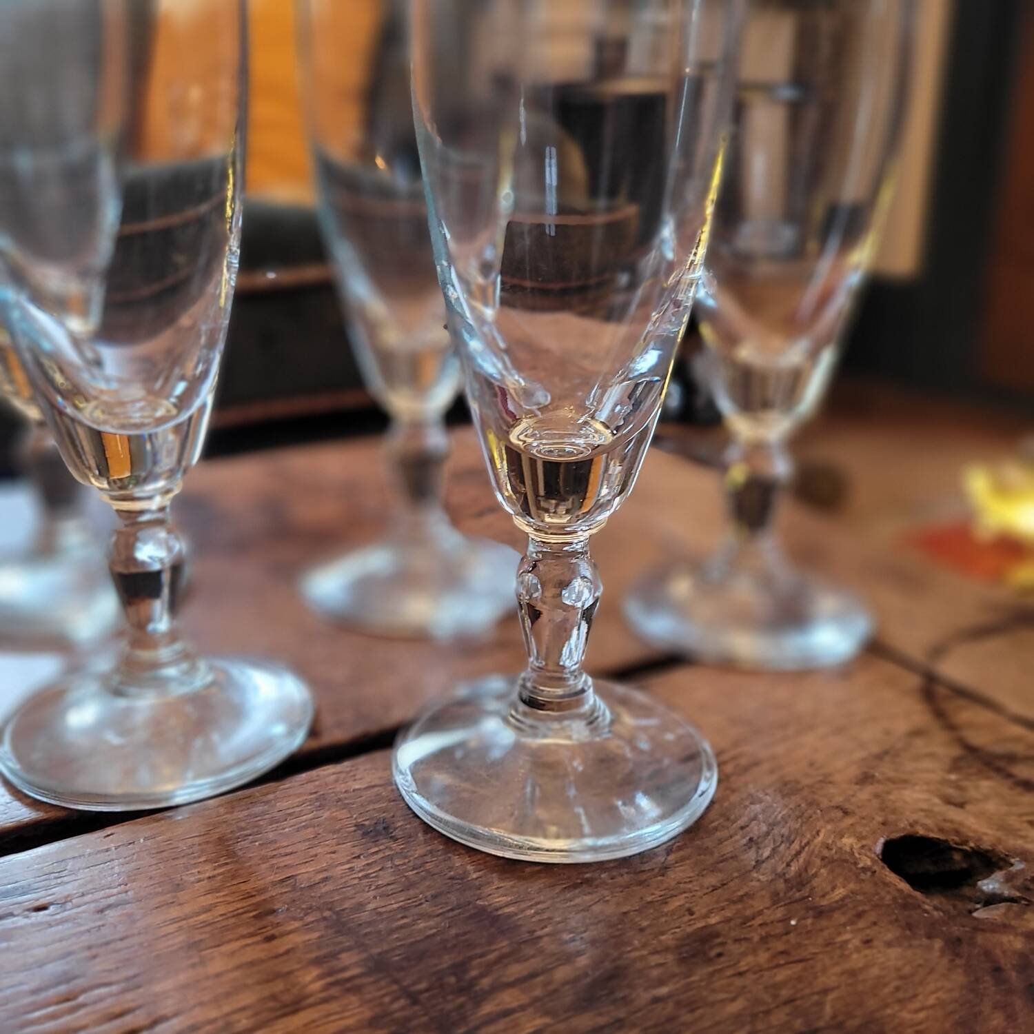 Cut glass champagne flutes. 1960s