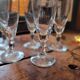 Cut glass champagne flutes. 1960s