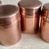 Set of 4 covered copper pots