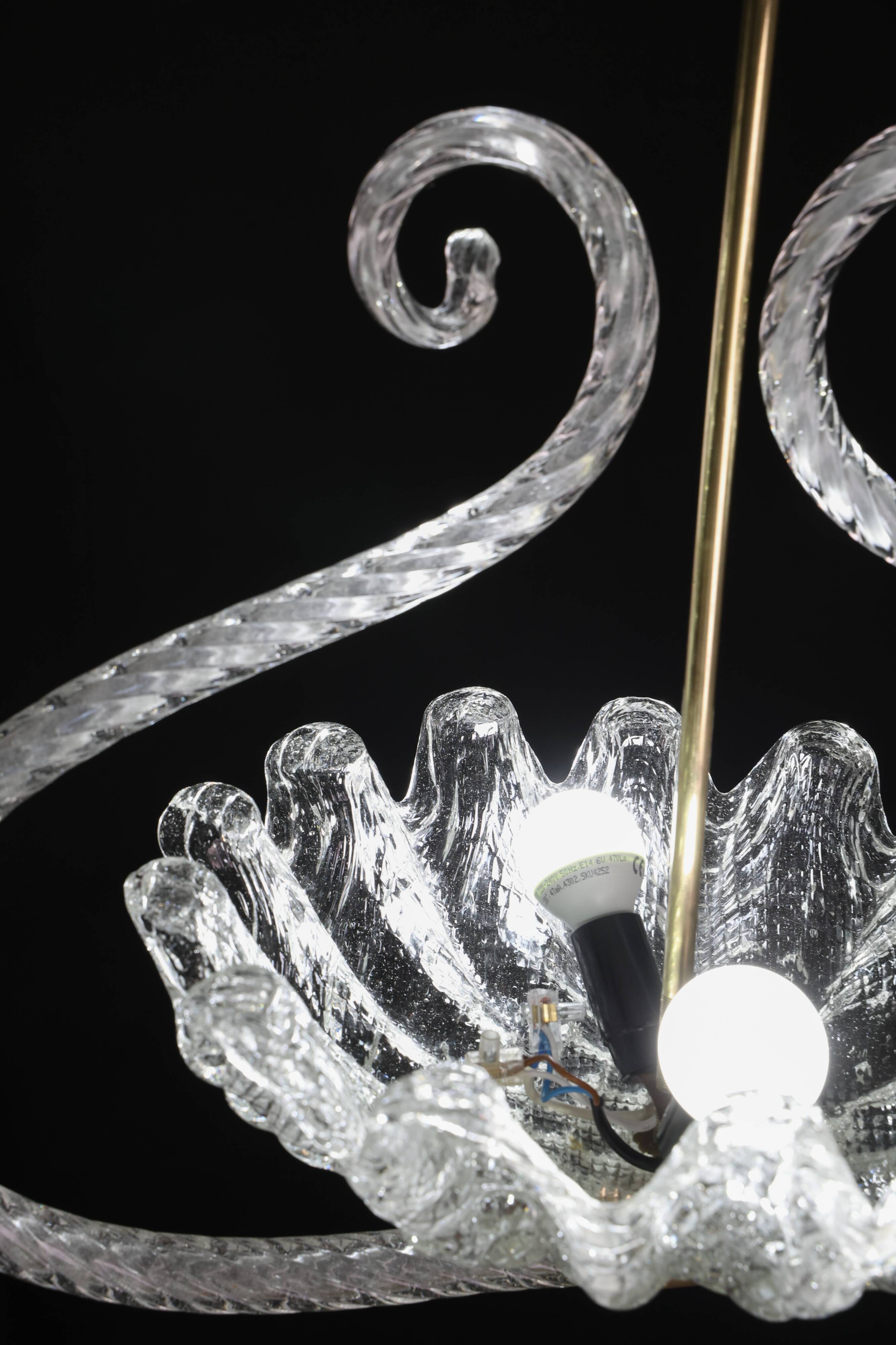 Charming Art Deco Pendant Chandelier by Ercole Barovier, 1940s