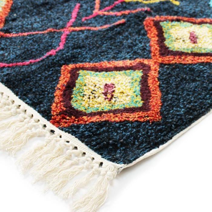 Azilal Style Carpet Blue cotton 80X180 cm