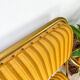 Vintage folding chair LAFUMA gold striped yellow fabric