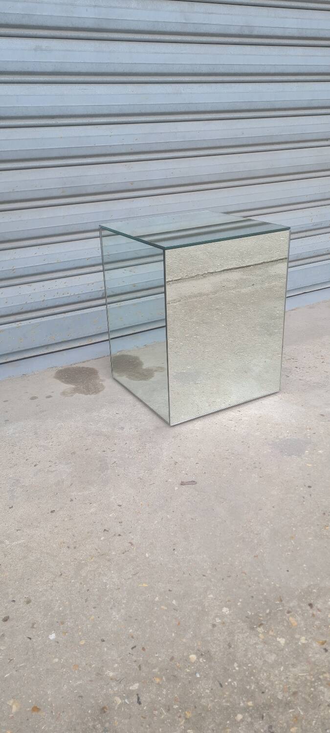 Mirrored cube end table