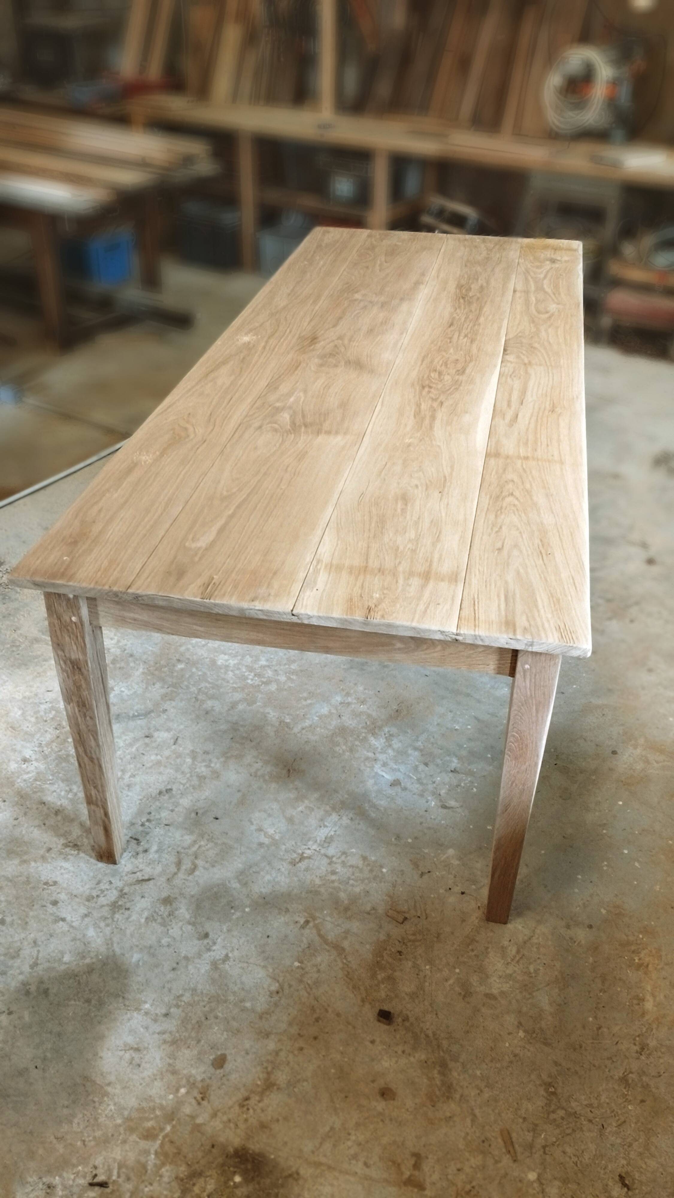 Large solid oak farmhouse table with two drawers 260 cm x 100 cm