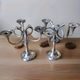 Ercuis pair of candlesticks model Cheverny in silver-plated metal with hunting horn decoration.