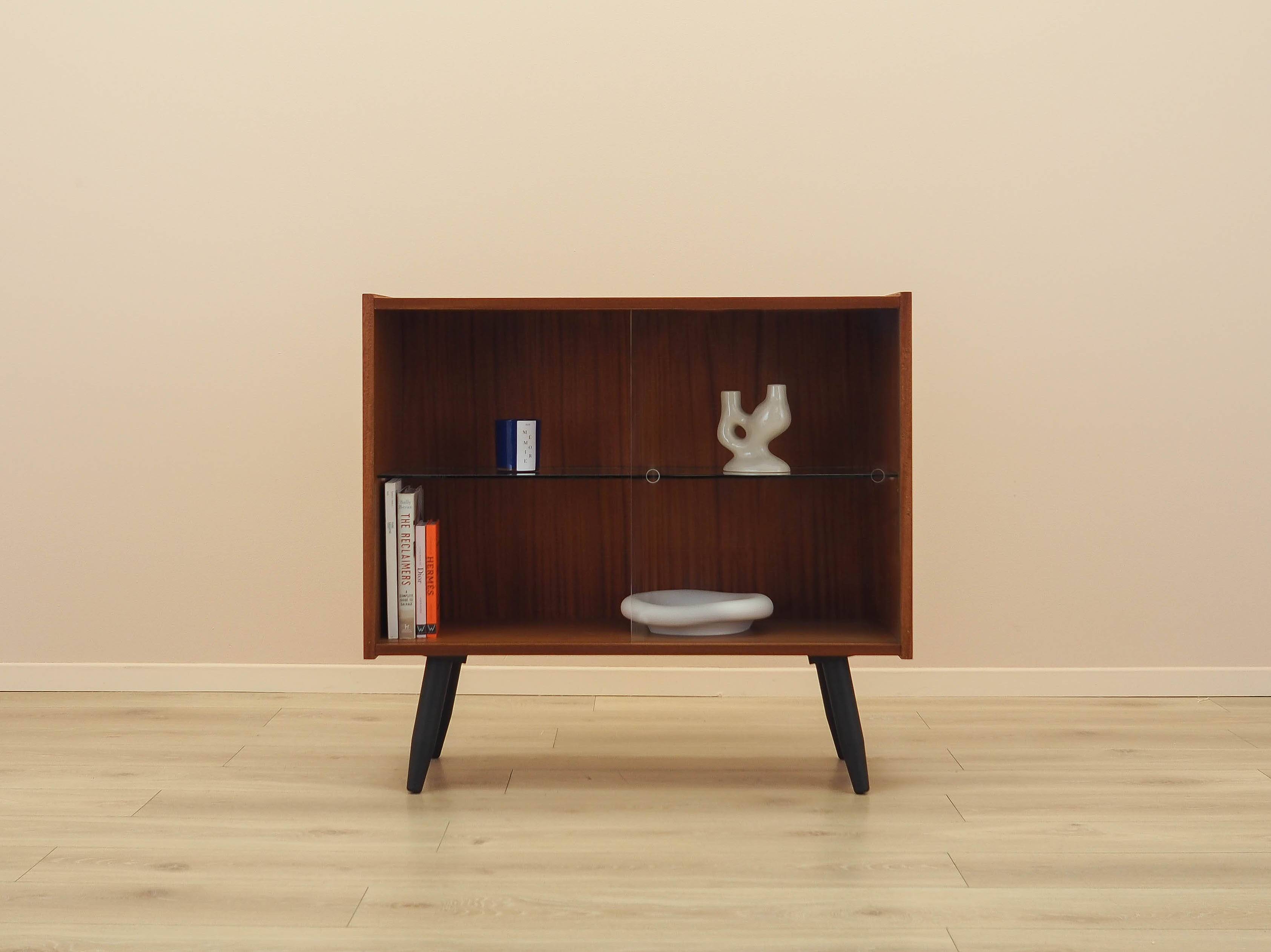 Mahogany display cabinet with glass front, Denmark, 1970s