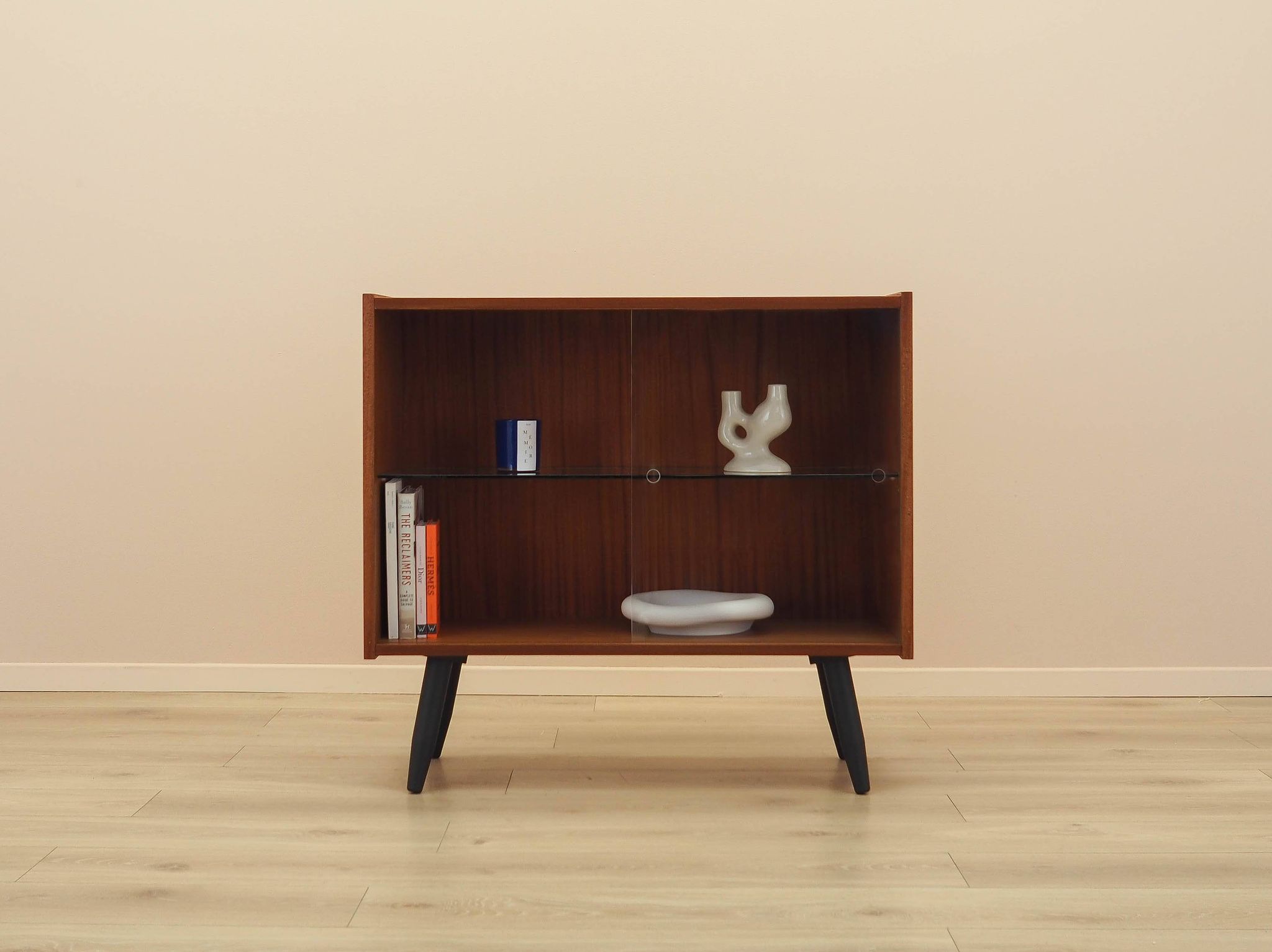 Mahogany display cabinet with glass front, Denmark, 1970s