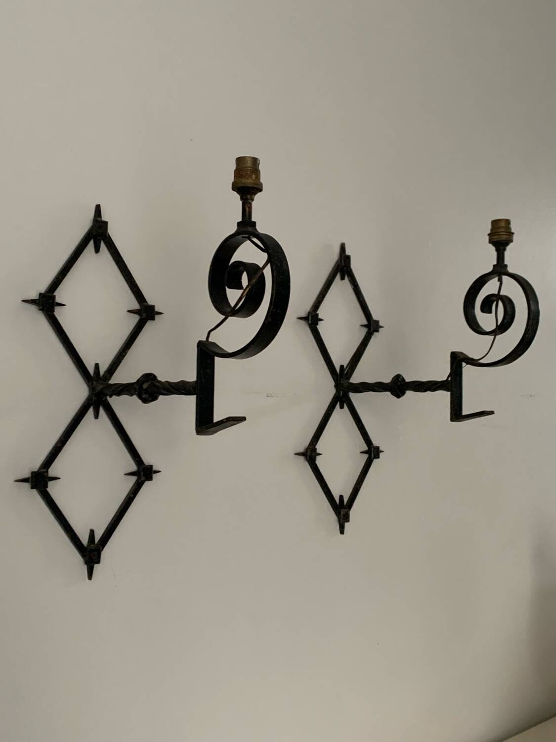 Wrought iron wall lights from the 60s