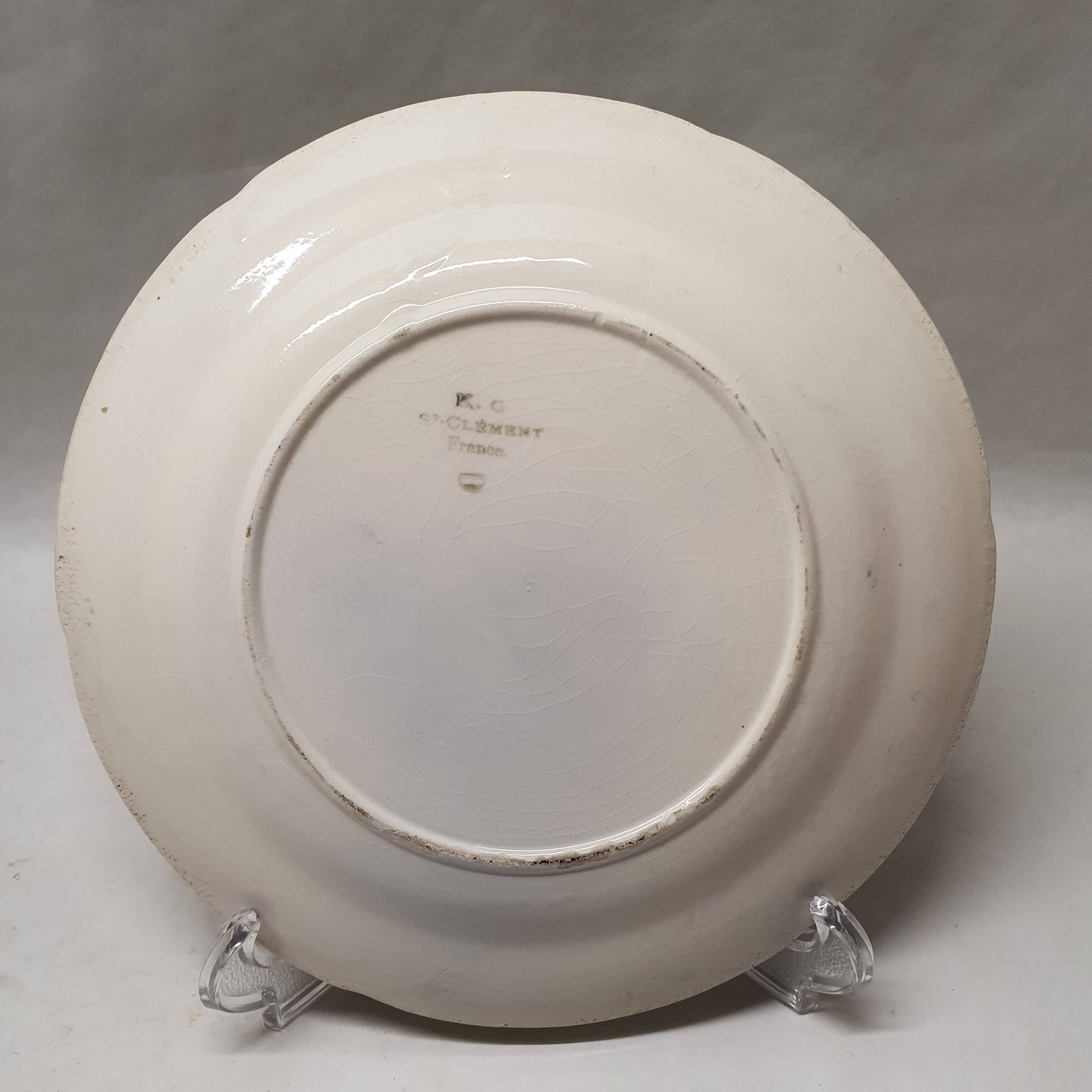 Decorative Plate Barbotine St Clément Made In France Vintage Grape Pattern