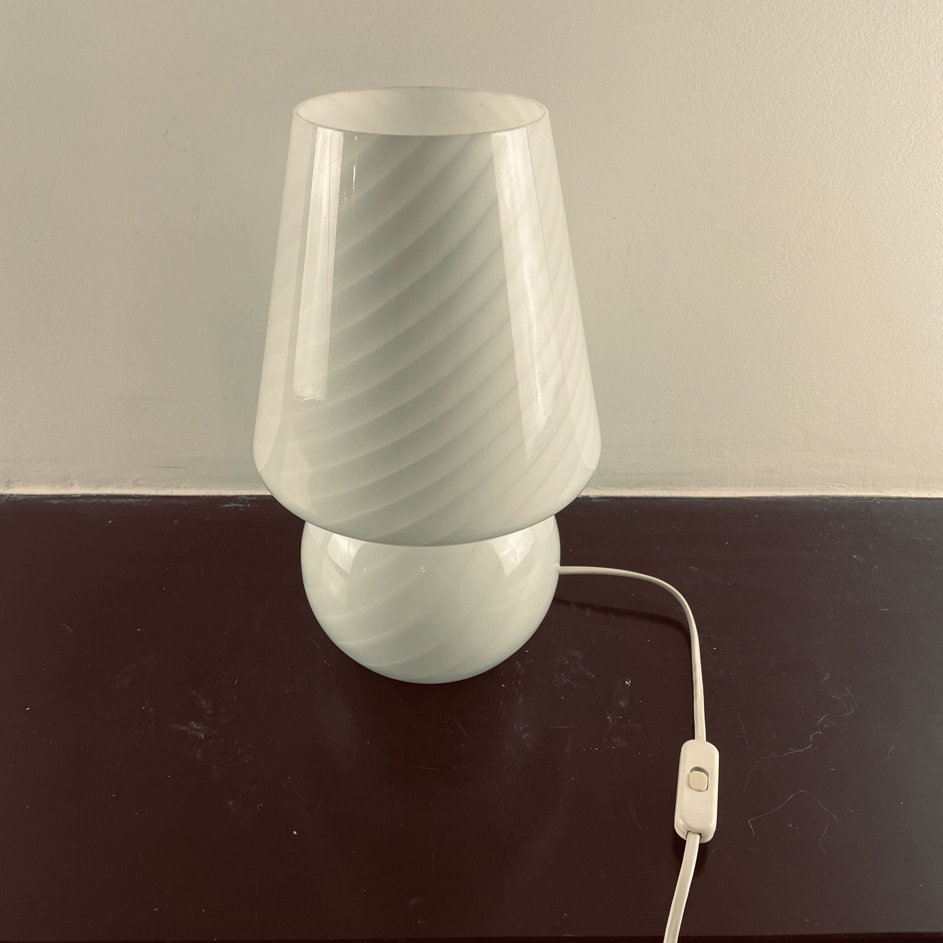 Murano glass mushroom lamp, Swirl, 1970