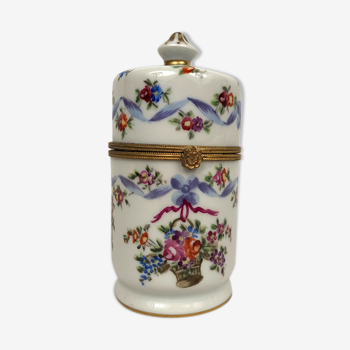 Boite cylindrique en porcelaine décor peint à la main Le Tallec Paris,