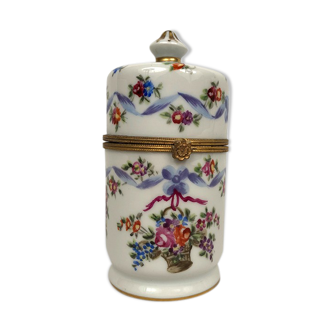 Cylindrical porcelain box hand-painted decoration